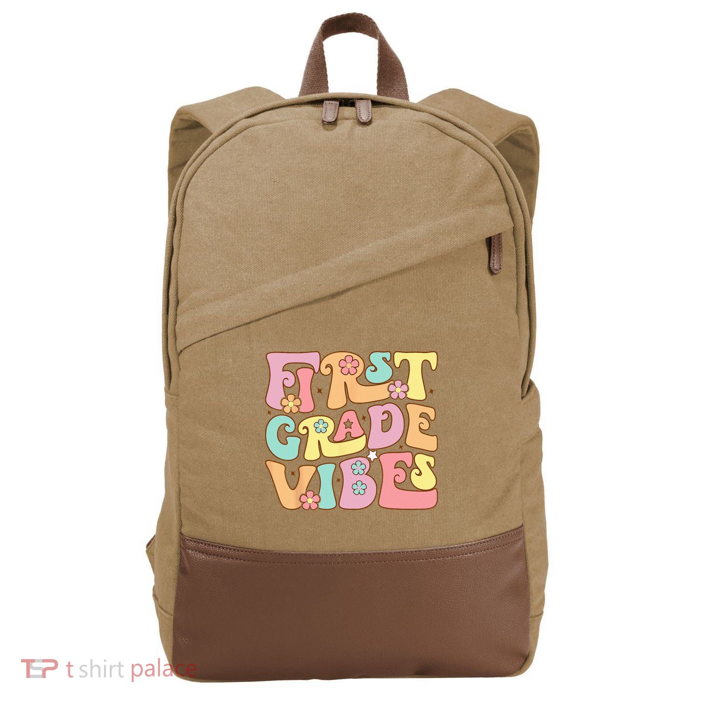 First Grade Vibes 1st Grade 1st Day Of School Teacher Cotton Canvas Backpack