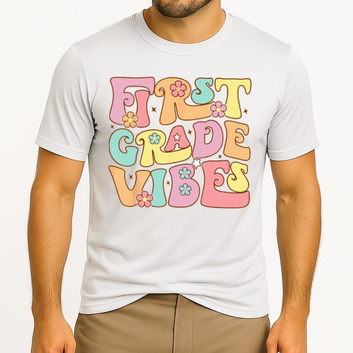 First Grade Vibes 1st Grade 1st Day Of School Teacher Cooling Performance Crew T-Shirt