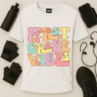 First Grade Vibes 1st Grade 1st Day Of School Teacher Cooling Performance Crew T-Shirt