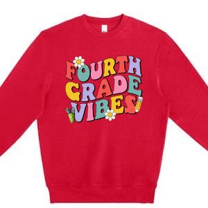 Fourth Grade Vibes Back To School 4th Grade Team 1st Day Premium Crewneck Sweatshirt