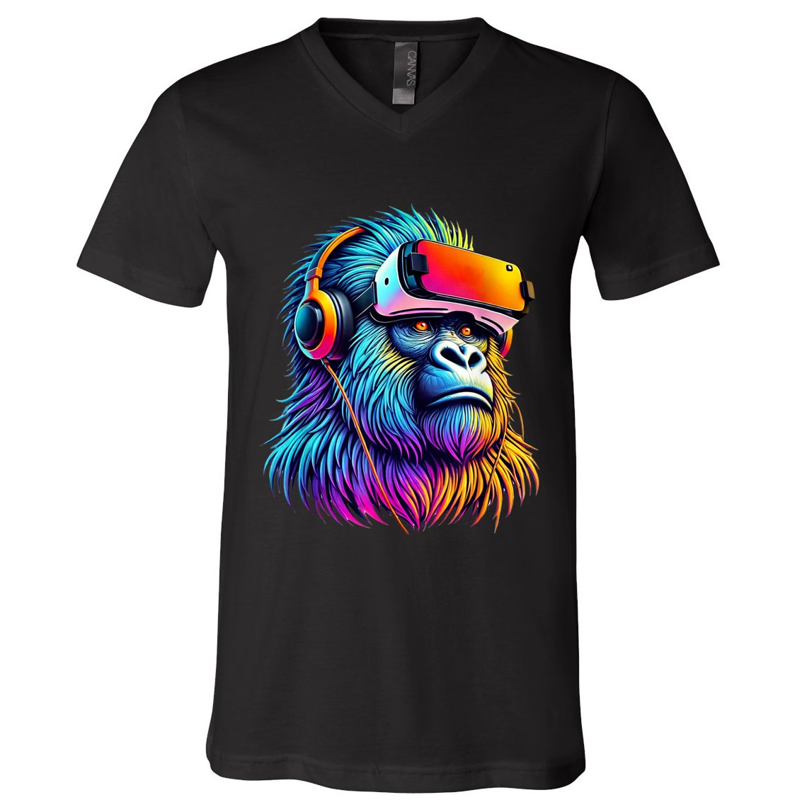Funny Gorilla Vr Playing Tag Adult Gorilla Vr Gamer V-Neck T-Shirt