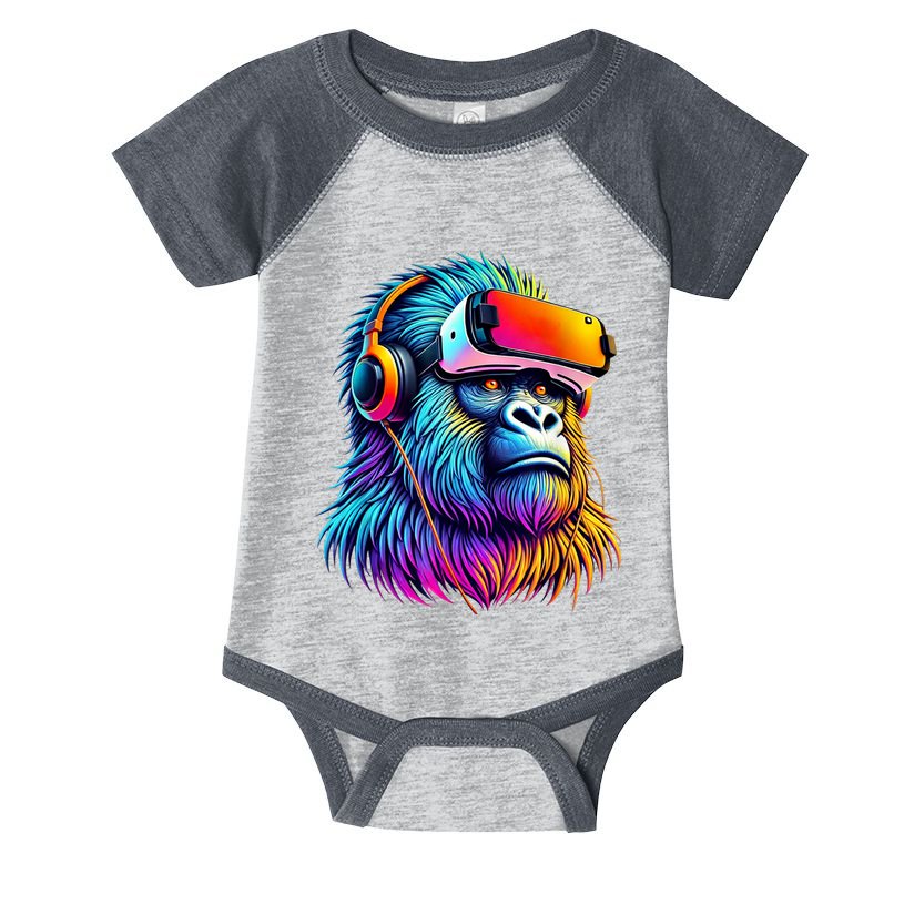 Funny Gorilla Vr Playing Tag Adult Gorilla Vr Gamer Infant Baby Jersey Bodysuit