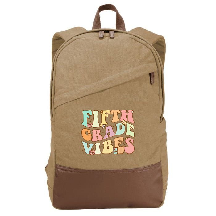 Fifth Grade Vibes 5th Grade Team Retro 1st Day Of School Cotton Canvas Backpack