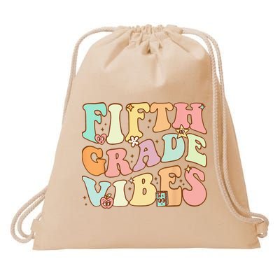 Fifth Grade Vibes 5th Grade Team Retro 1st Day Of School Drawstring Bag