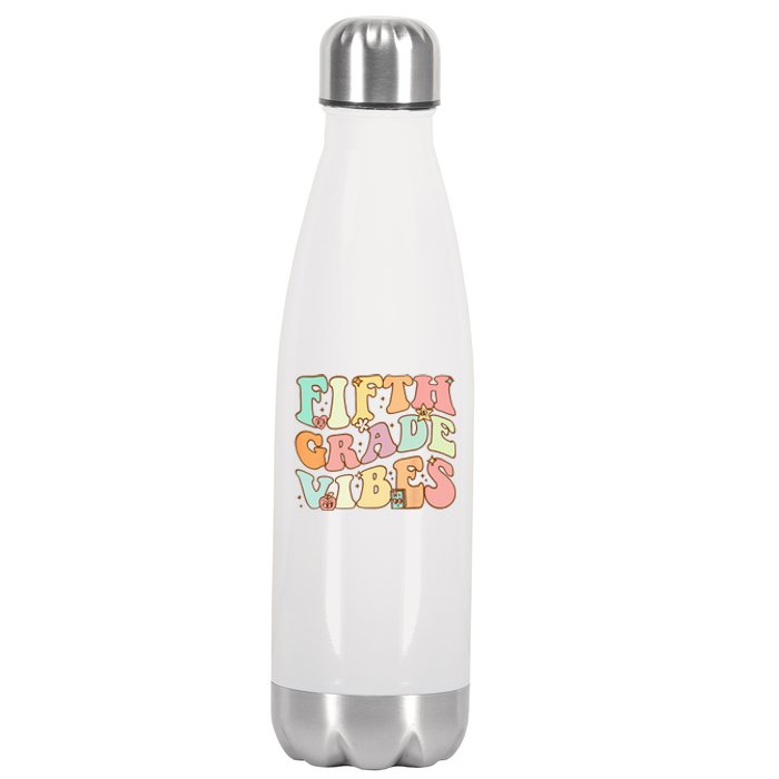 Fifth Grade Vibes 5th Grade Team Retro 1st Day Of School Stainless Steel Insulated Water Bottle