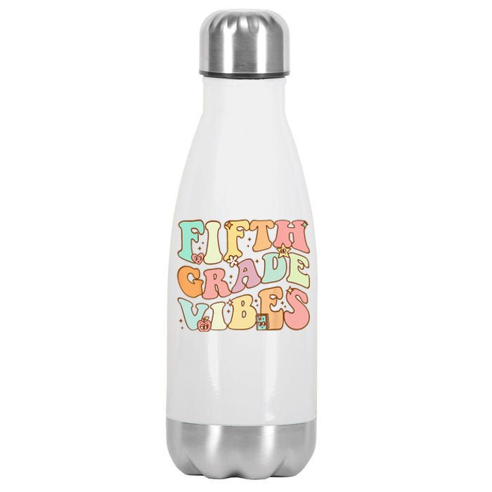 Fifth Grade Vibes 5th Grade Team Retro 1st Day Of School Stainless Steel Insulated Water Bottle