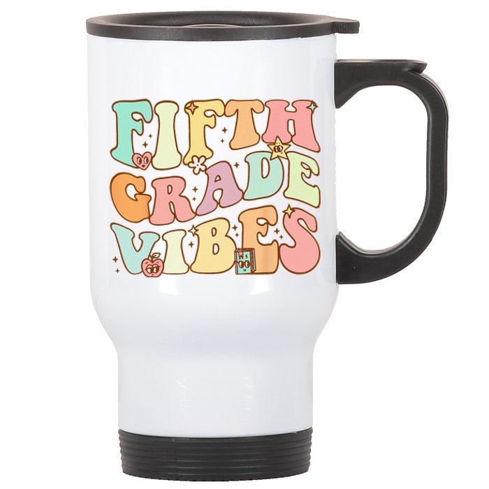 Fifth Grade Vibes 5th Grade Team Retro 1st Day Of School Stainless Steel Travel Mug