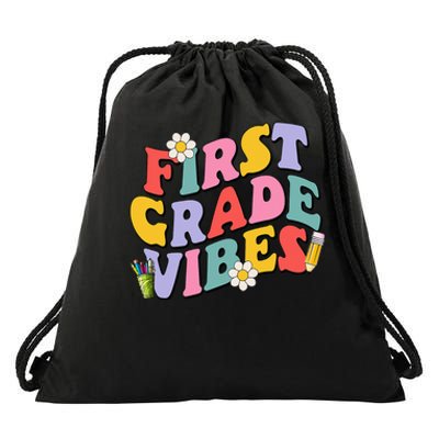 First Grade Vibes Back To School 1st Grade Team 1st Day Drawstring Bag