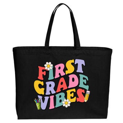 First Grade Vibes Back To School 1st Grade Team 1st Day Cotton Canvas Jumbo Tote