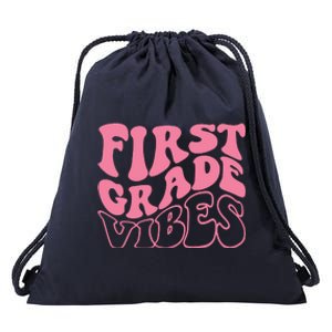 First Grade Vibes Happy First Day Of School 1st Grade Back Drawstring Bag