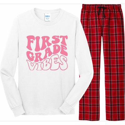 First Grade Vibes Happy First Day Of School 1st Grade Back Long Sleeve Pajama Set