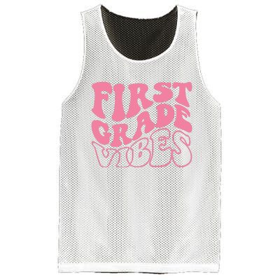 First Grade Vibes Happy First Day Of School 1st Grade Back Mesh Reversible Basketball Jersey Tank