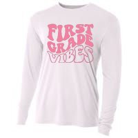 First Grade Vibes Happy First Day Of School 1st Grade Back Cooling Performance Long Sleeve Crew