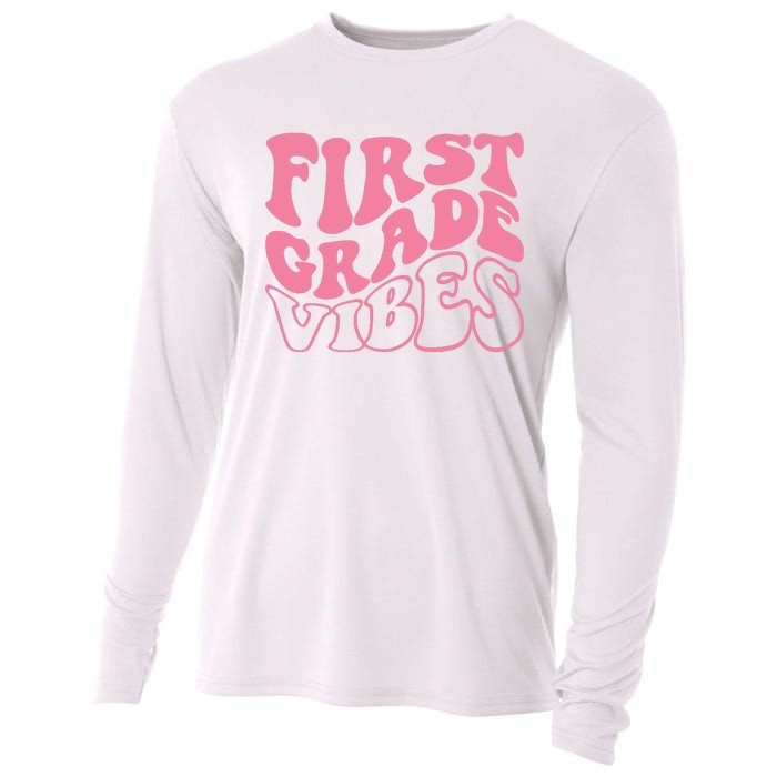 First Grade Vibes Happy First Day Of School 1st Grade Back Cooling Performance Long Sleeve Crew