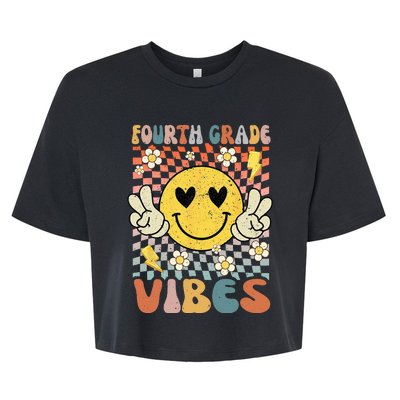 Fourth Grade Vibes 4th Grade Retro Teacher 1st Day of School Bella+Canvas Jersey Crop Tee