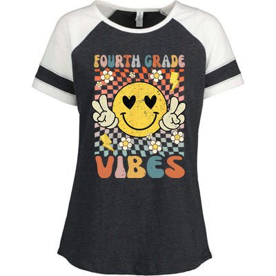 Fourth Grade Vibes 4th Grade Retro Teacher 1st Day of School Enza Ladies Jersey Colorblock Tee