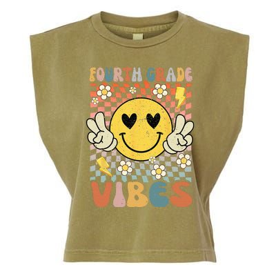 Fourth Grade Vibes 4th Grade Retro Teacher 1st Day of School Garment-Dyed Women's Muscle Tee