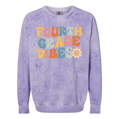 Fourth Grade Vibes 4th Grade Team Retro 1st Day Of School Colorblast Crewneck Sweatshirt