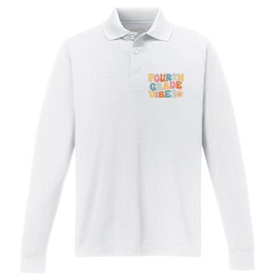 Fourth Grade Vibes 4th Grade Team Retro 1st Day Of School Performance Long Sleeve Polo