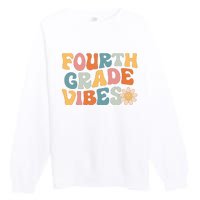 Fourth Grade Vibes 4th Grade Team Retro 1st Day Of School Premium Crewneck Sweatshirt