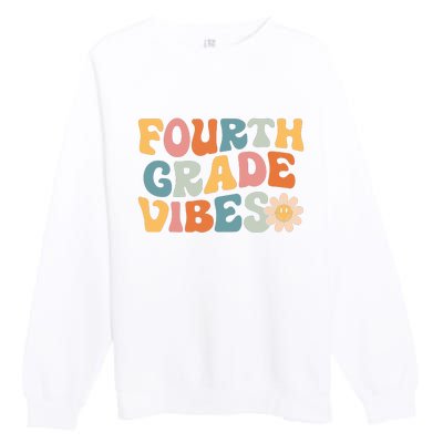 Fourth Grade Vibes 4th Grade Team Retro 1st Day Of School Premium Crewneck Sweatshirt