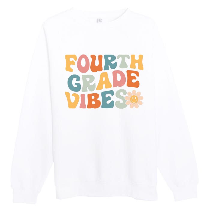 Fourth Grade Vibes 4th Grade Team Retro 1st Day Of School Premium Crewneck Sweatshirt