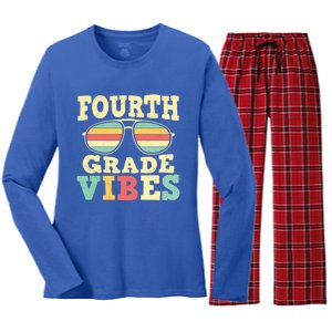 Fourth Grade Vibes Cute 4Th Grade Great Gift Women's Long Sleeve Flannel Pajama Set 