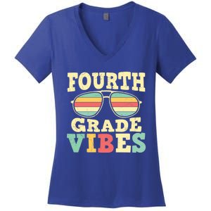 Fourth Grade Vibes Cute 4Th Grade Great Gift Women's V-Neck T-Shirt