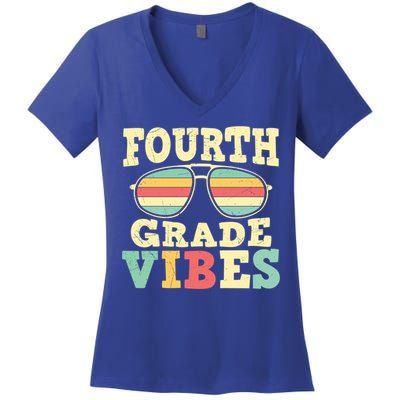 Fourth Grade Vibes Cute 4Th Grade Great Gift Women's V-Neck T-Shirt