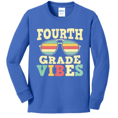 Fourth Grade Vibes Cute 4Th Grade Great Gift Kids Long Sleeve Shirt