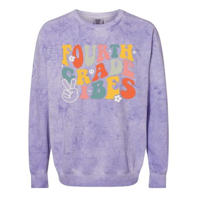 Fourth Grade Vibes 4th Grade Team Retro 1st Day Of School Colorblast Crewneck Sweatshirt