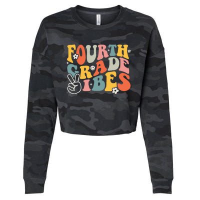 Fourth Grade Vibes 4th Grade Team Retro 1st Day Of School Cropped Pullover Crew