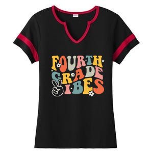 Fourth Grade Vibes 4th Grade Team Retro 1st Day Of School Ladies Halftime Notch Neck Tee