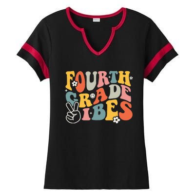 Fourth Grade Vibes 4th Grade Team Retro 1st Day Of School Ladies Halftime Notch Neck Tee