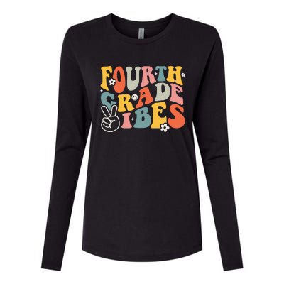 Fourth Grade Vibes 4th Grade Team Retro 1st Day Of School Womens Cotton Relaxed Long Sleeve T-Shirt