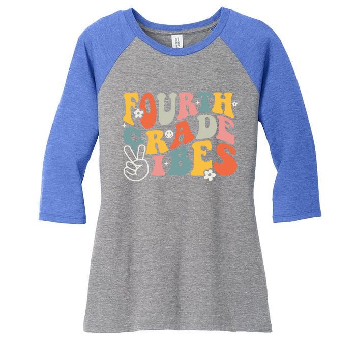 Fourth Grade Vibes 4th Grade Team Retro 1st Day Of School Women's Tri-Blend 3/4-Sleeve Raglan Shirt