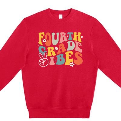 Fourth Grade Vibes 4th Grade Team Retro 1st Day Of School Premium Crewneck Sweatshirt