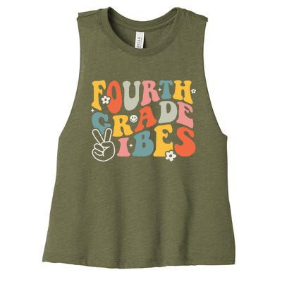 Fourth Grade Vibes 4th Grade Team Retro 1st Day Of School Women's Racerback Cropped Tank