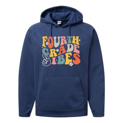 Fourth Grade Vibes 4th Grade Team Retro 1st Day Of School Performance Fleece Hoodie