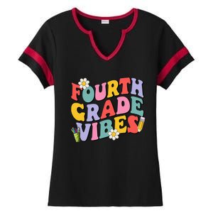 Fourth Grade Vibes Back To School 4th Grade Team 1st Day Ladies Halftime Notch Neck Tee