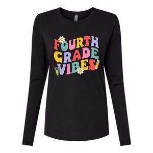 Fourth Grade Vibes Back To School 4th Grade Team 1st Day Womens Cotton Relaxed Long Sleeve T-Shirt