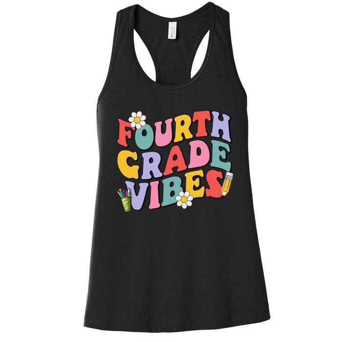 Fourth Grade Vibes Back To School 4th Grade Team 1st Day Women's Racerback Tank