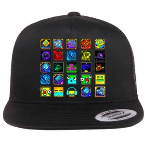 Full Geometry Video Game Gifts Funny Graphic Birthday Gifts Flat Bill Trucker Hat