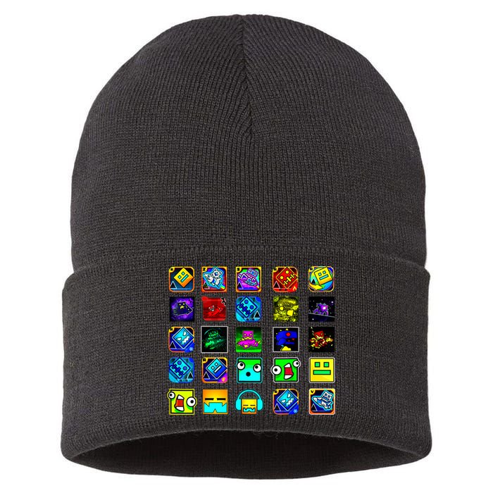 Full Geometry Video Game Gifts Funny Graphic Birthday Gifts Sustainable Knit Beanie