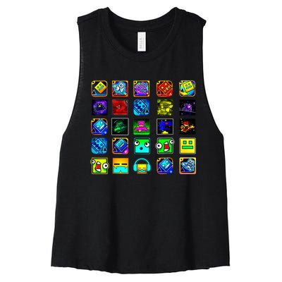 Full Geometry Video Game Gifts Funny Graphic Birthday Gifts Women's Racerback Cropped Tank