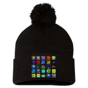 Full Geometry Video Game Gifts Funny Graphic Birthday Gifts Pom Pom 12in Knit Beanie