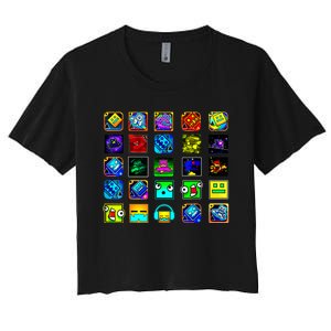 Full Geometry Video Game Gifts Funny Graphic Birthday Gifts Women's Crop Top Tee