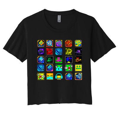 Full Geometry Video Game Gifts Funny Graphic Birthday Gifts Women's Crop Top Tee