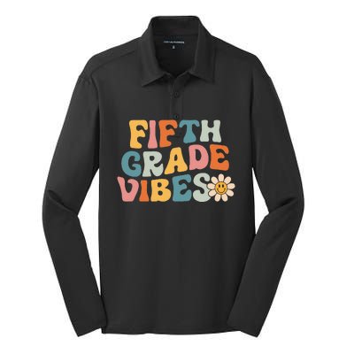 Fifth Grade Vibes 5th Grade Team Retro 1st Day Of School Silk Touch Performance Long Sleeve Polo