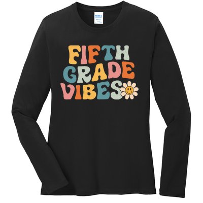 Fifth Grade Vibes 5th Grade Team Retro 1st Day Of School Ladies Long Sleeve Shirt